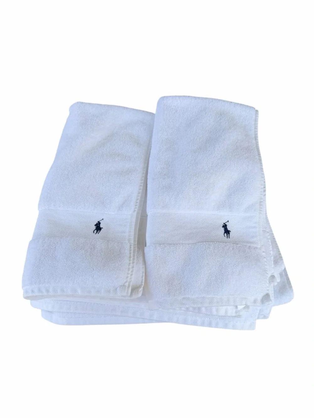 Polo Ralph Lauren 4-Piece Pony Bath Towel Set Bright White 100% Cotton Soft GUC